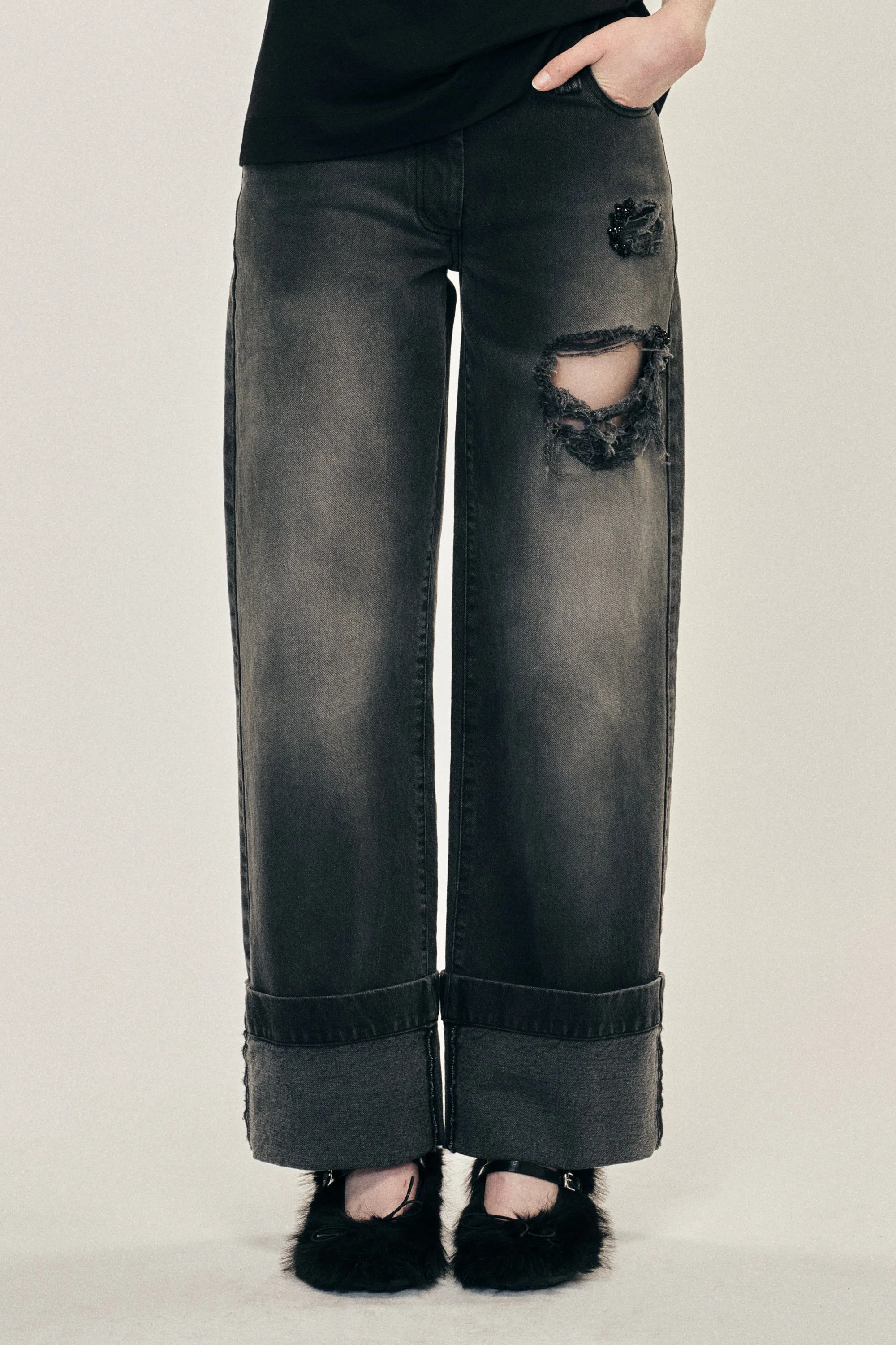 Embellished Straight Leg Jeans sold by Simone Rocha product image thumbnail 3