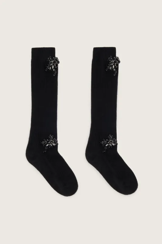 Embellished Rose Knee Socks made by Simone Rocha