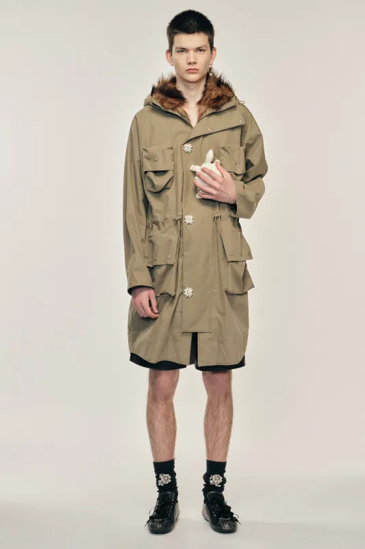 Multi Pocket Faux Fur Lined Parka Coat sold by Simone Rocha