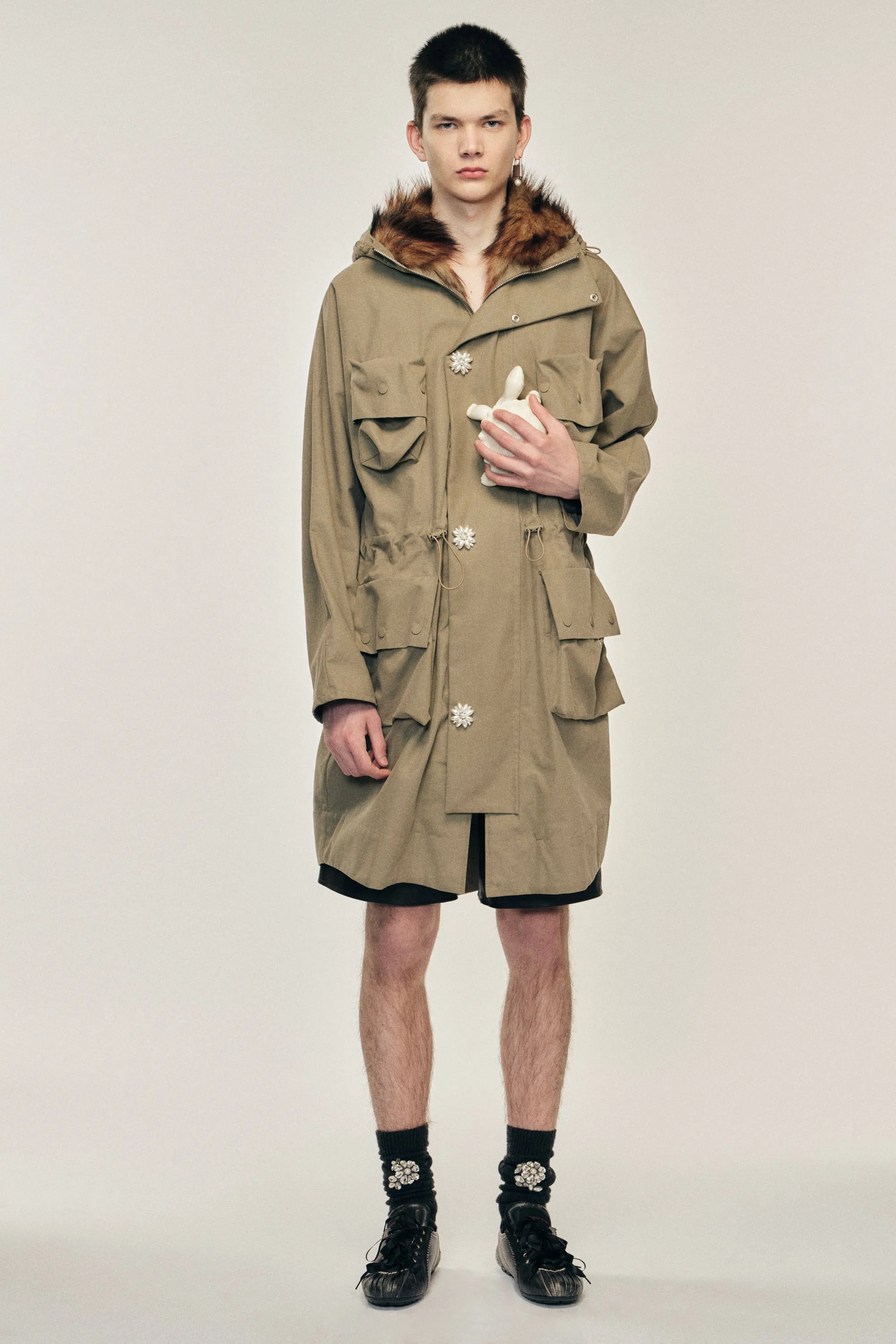 Multi Pocket Faux Fur Lined Parka Coat sold by Simone Rocha