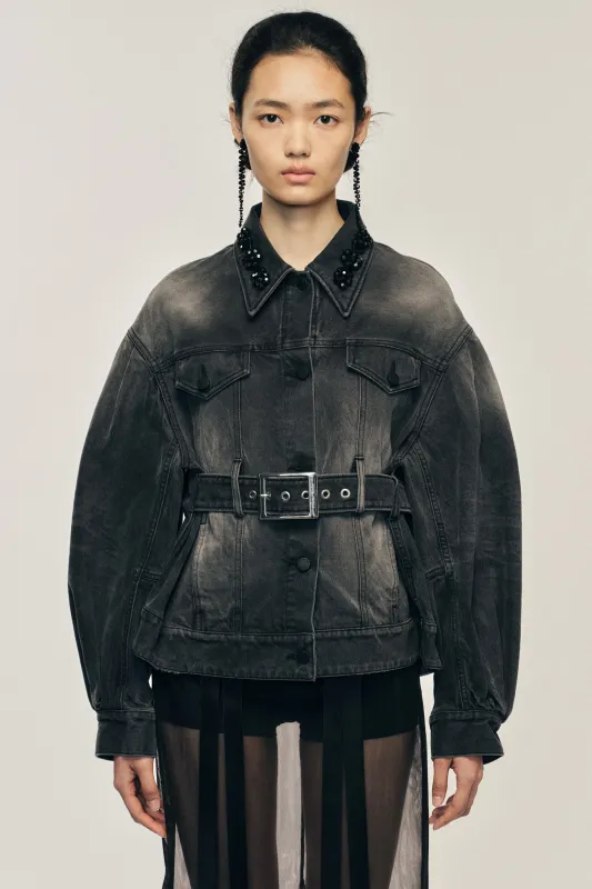 Embellished Sculpted Belt Detail Jacket sold by Simone Rocha