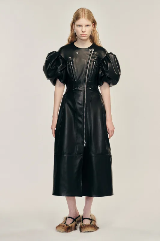 Sculpted Petal Sleeve Biker Dress made by Simone Rocha
