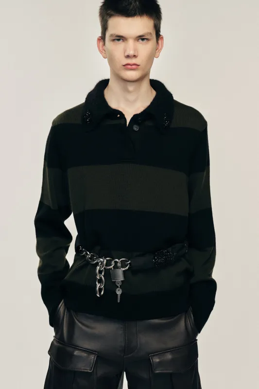 Embellished Fuzzy Collar Rugby Jumper sold by Simone Rocha