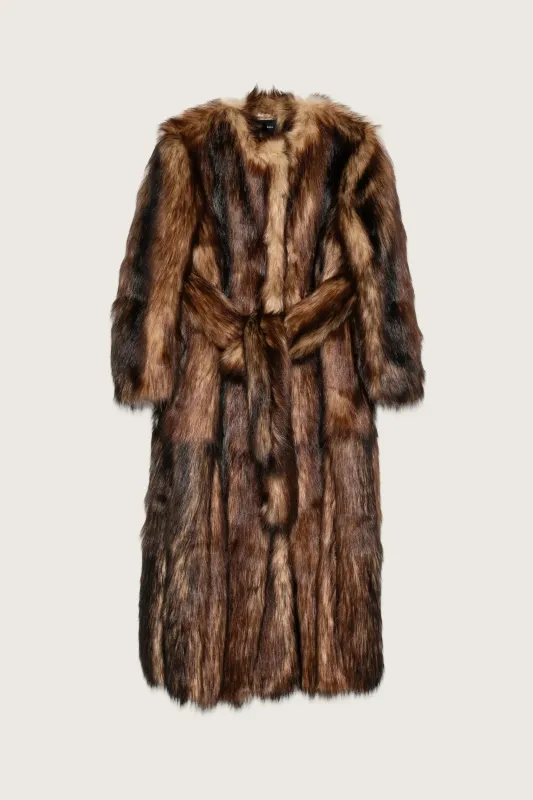 Belted Faux Fur Long Multi Slit Coat sold by Simone Rocha