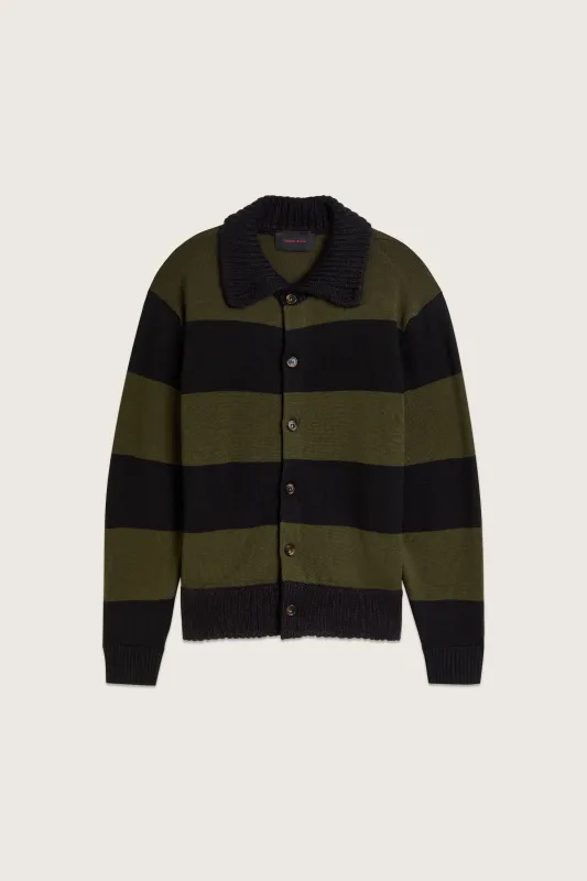 Fuzzy Collar Rugby Cardigan sold by Simone Rocha