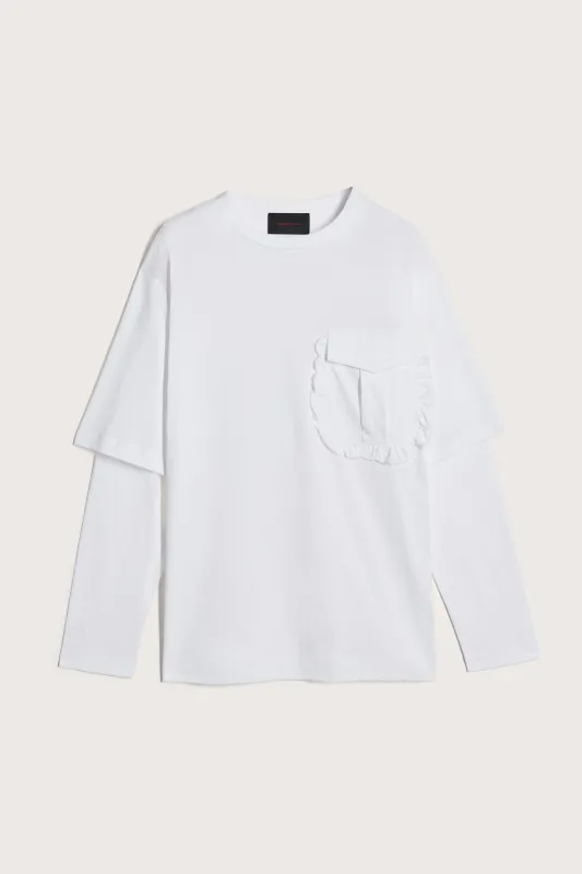 Layered Ruffle Pocket Long Sleeve T-Shirt sold by Simone Rocha