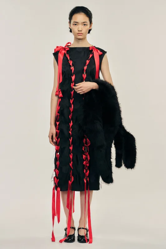 Unraveling Ribbon Brocade Dress made by Simone Rocha