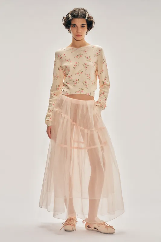 Sheer Overlay Long Flounce Skirt made by Simone Rocha