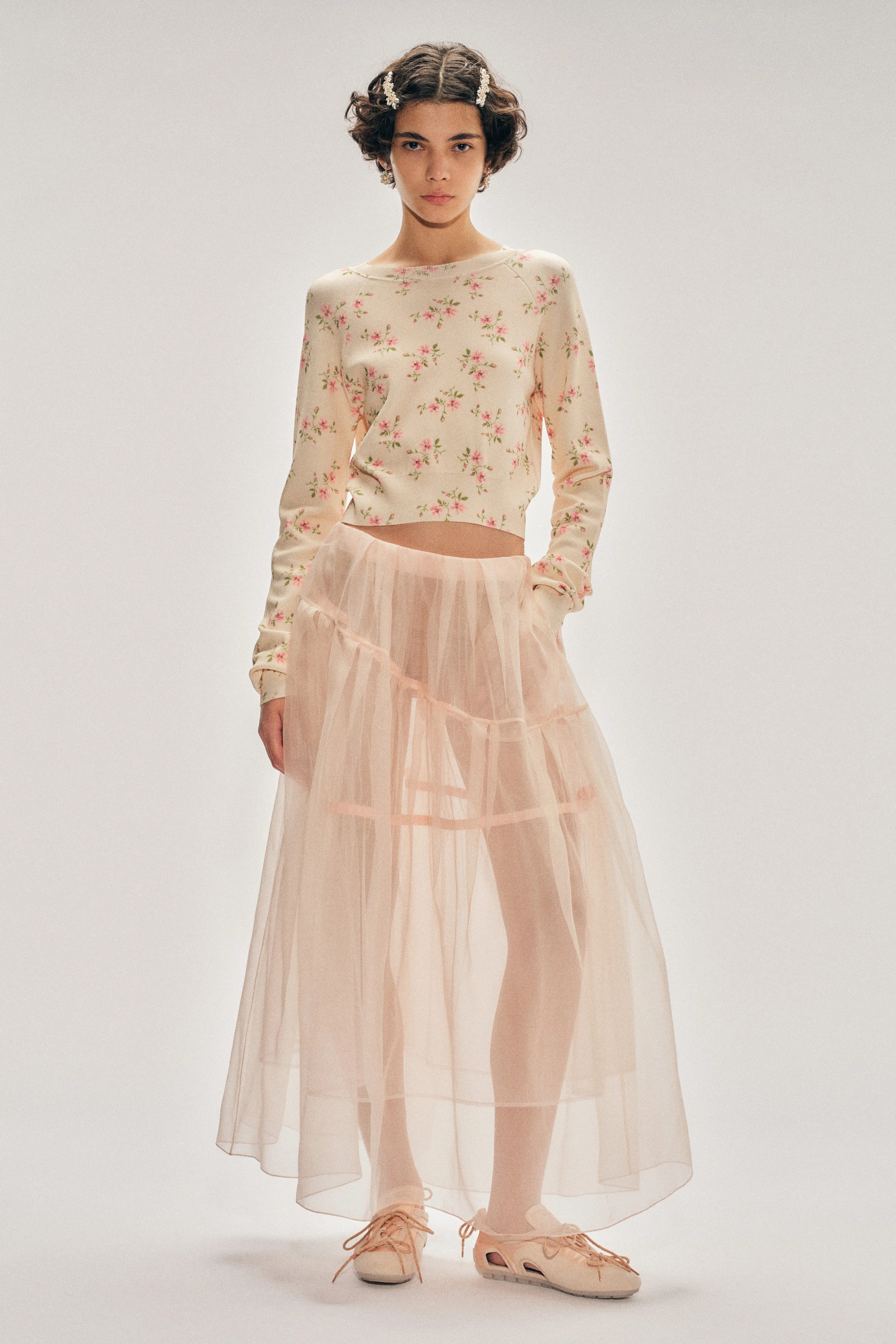Sheer Overlay Long Flounce Skirt sold by Simone Rocha
