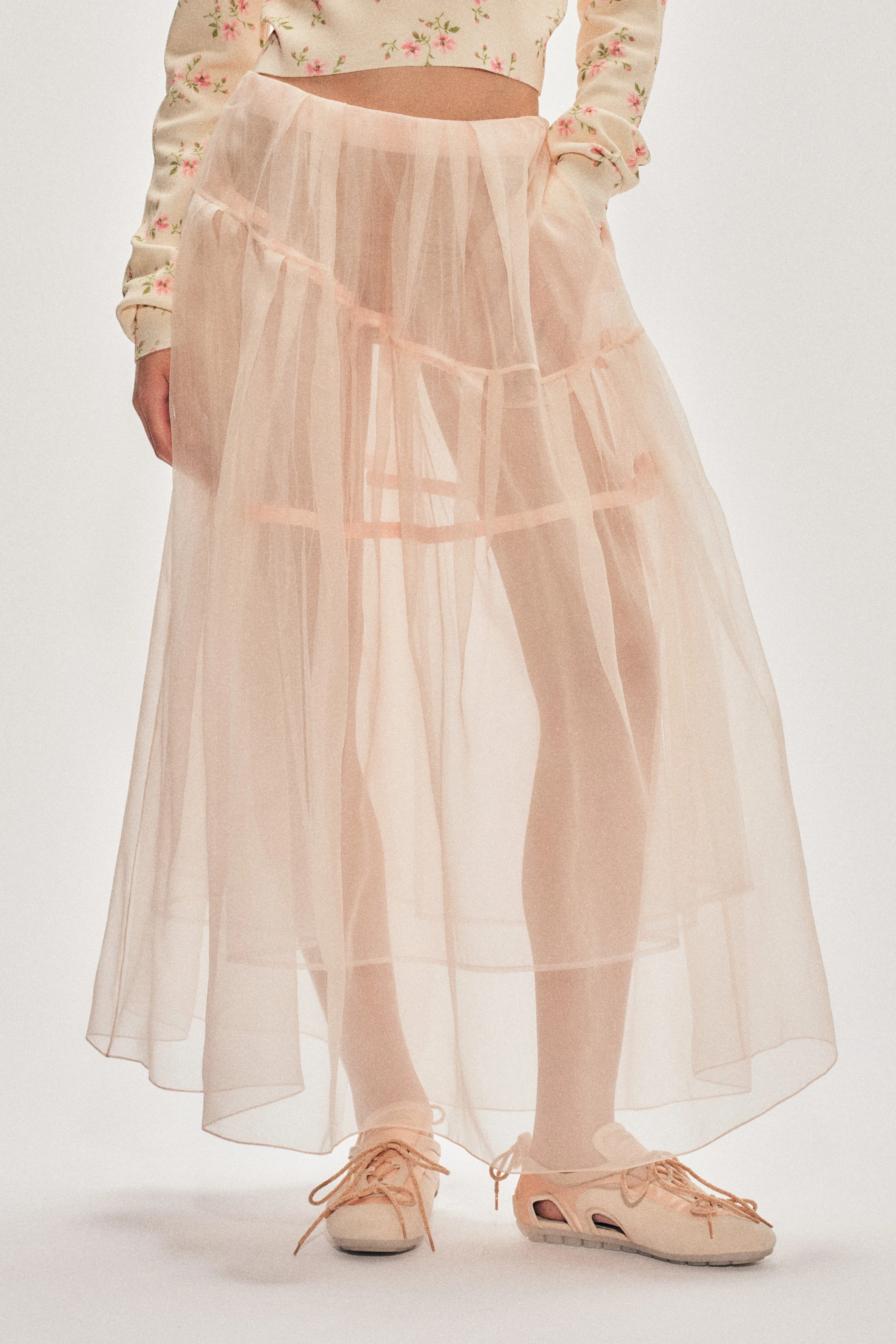 Sheer Overlay Long Flounce Skirt sold by Simone Rocha product image thumbnail 4