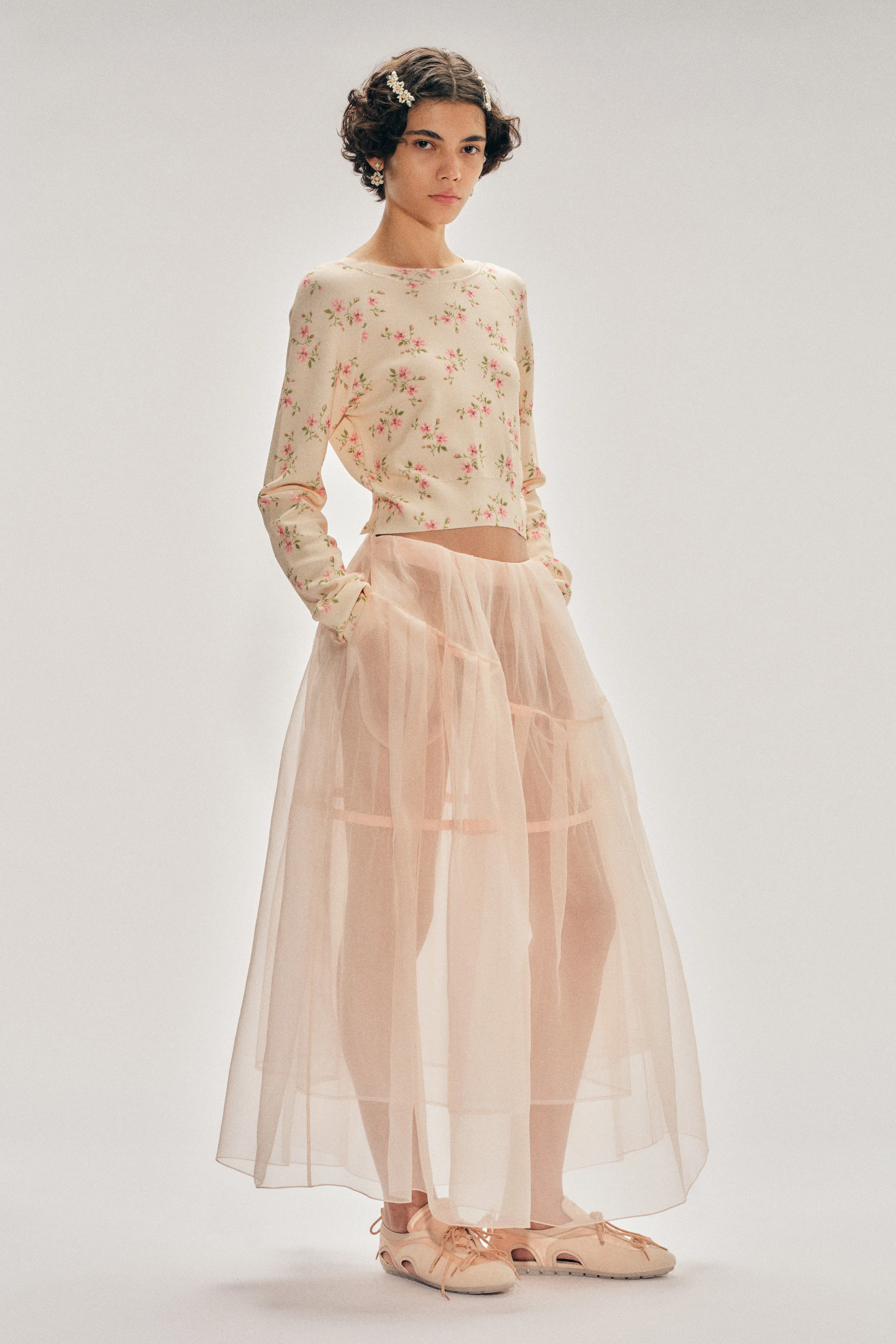Sheer Overlay Long Flounce Skirt sold by Simone Rocha product image thumbnail 2