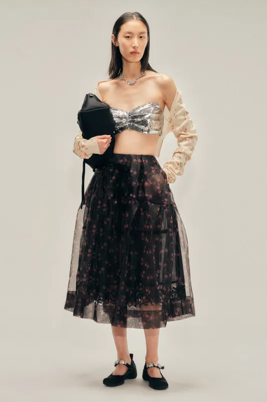 Sheer Overlay Long Flounce Skirt made by Simone Rocha