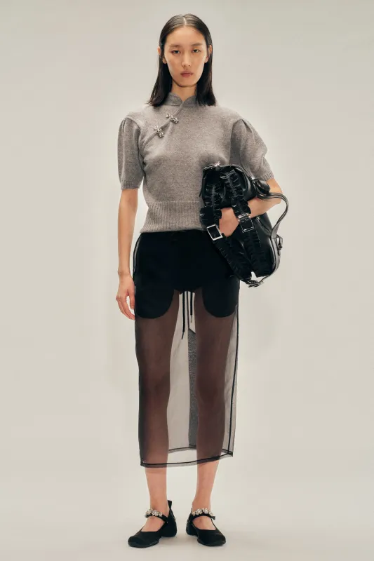 Sheer Frayed Column Pencil Skirt sold by Simone Rocha