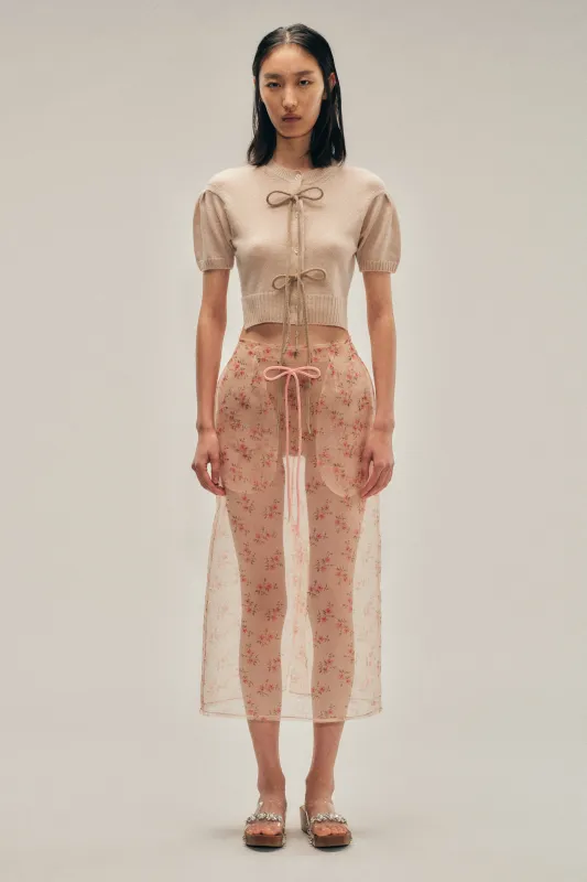 Sheer Frayed Column Pencil Skirt sold by Simone Rocha