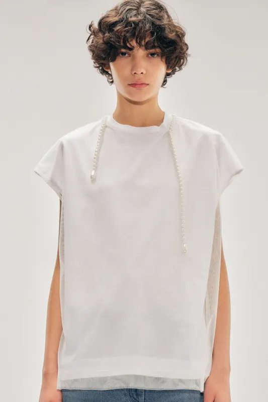 Beaded Layered Liquid Smock T-Shirt made by Simone Rocha