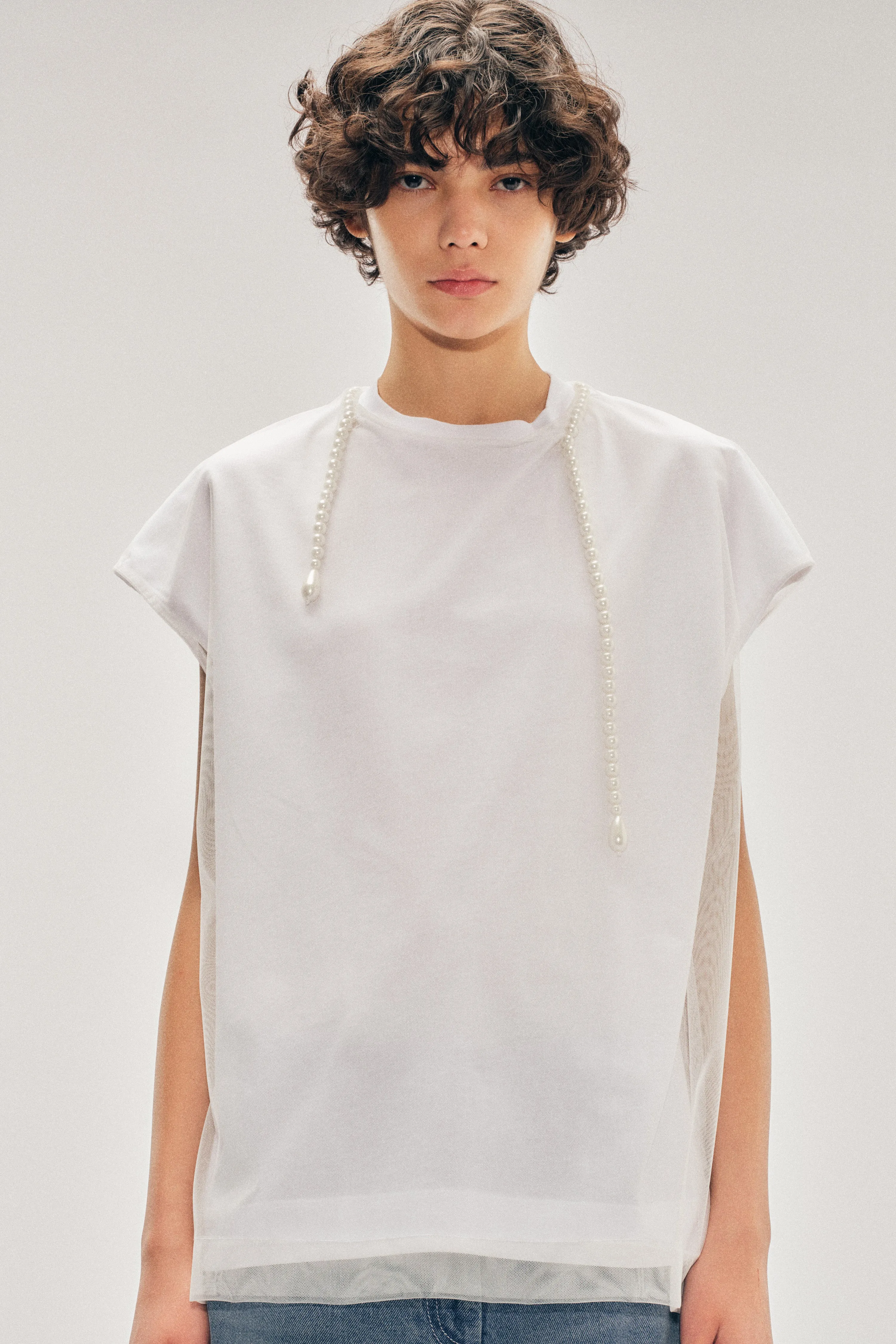 Beaded Layered Liquid Smock T-Shirt sold by Simone Rocha
