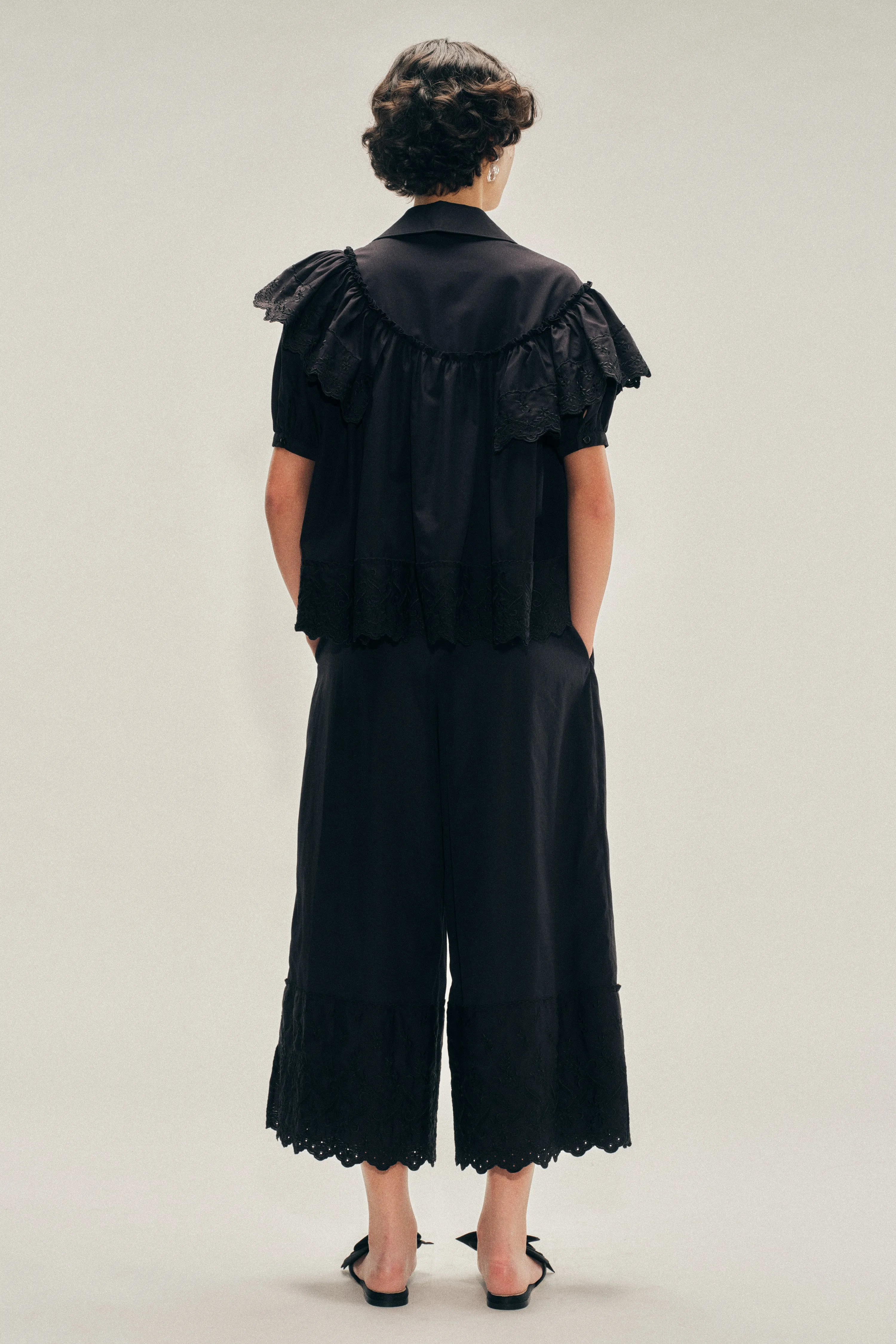 Cropped Puff Sleeve Ruffle Frill Trim Shirt sold by Simone Rocha product image thumbnail 4