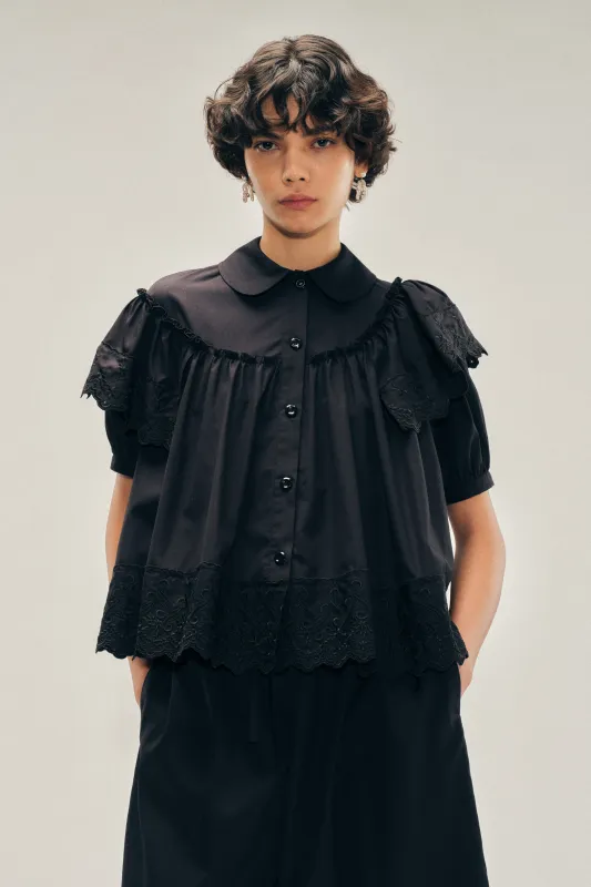 Cropped Puff Sleeve Ruffle Frill Trim Shirt sold by Simone Rocha