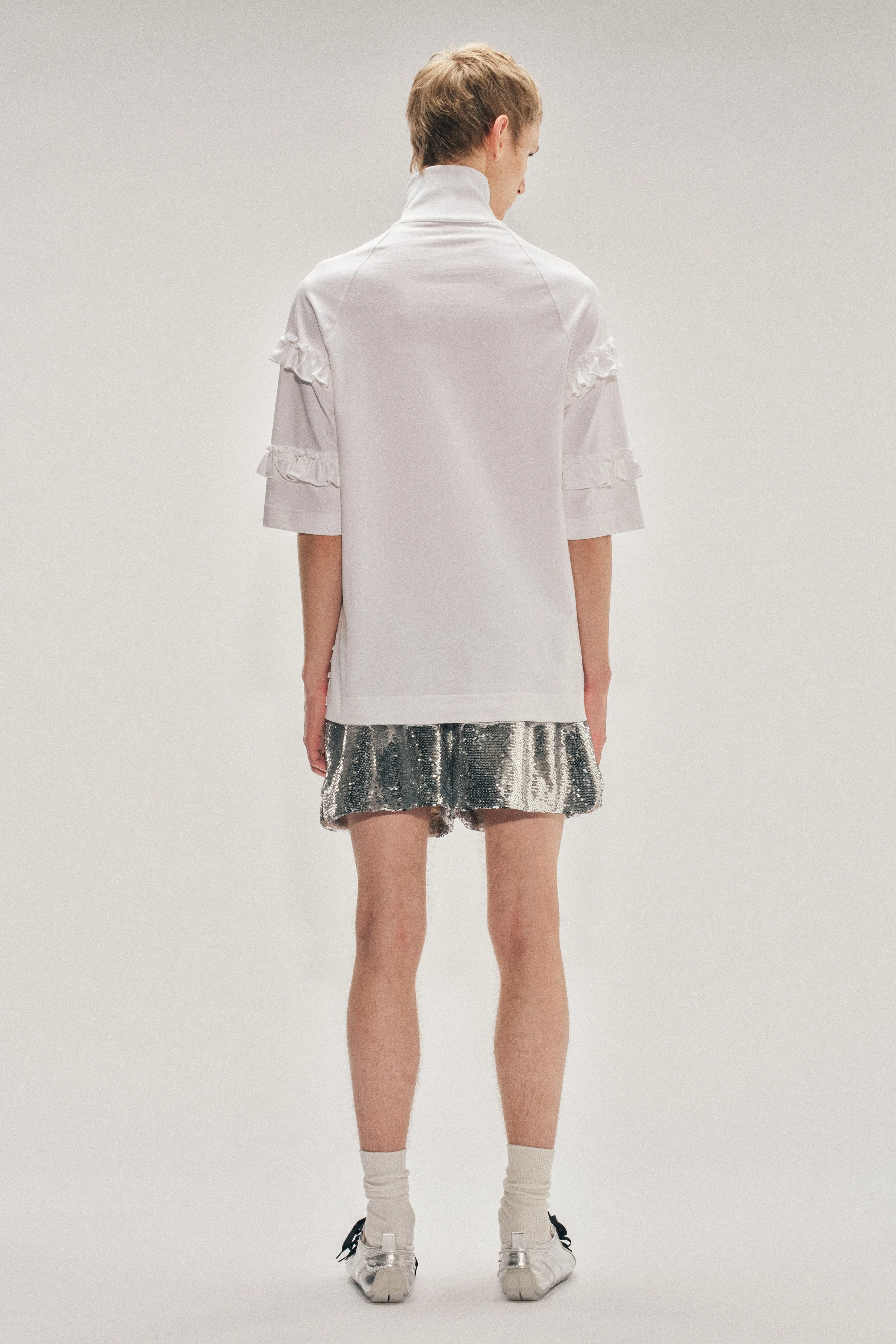 Mock Neck Ruffle Frill Zip T-Shirt sold by Simone Rocha product image thumbnail 4