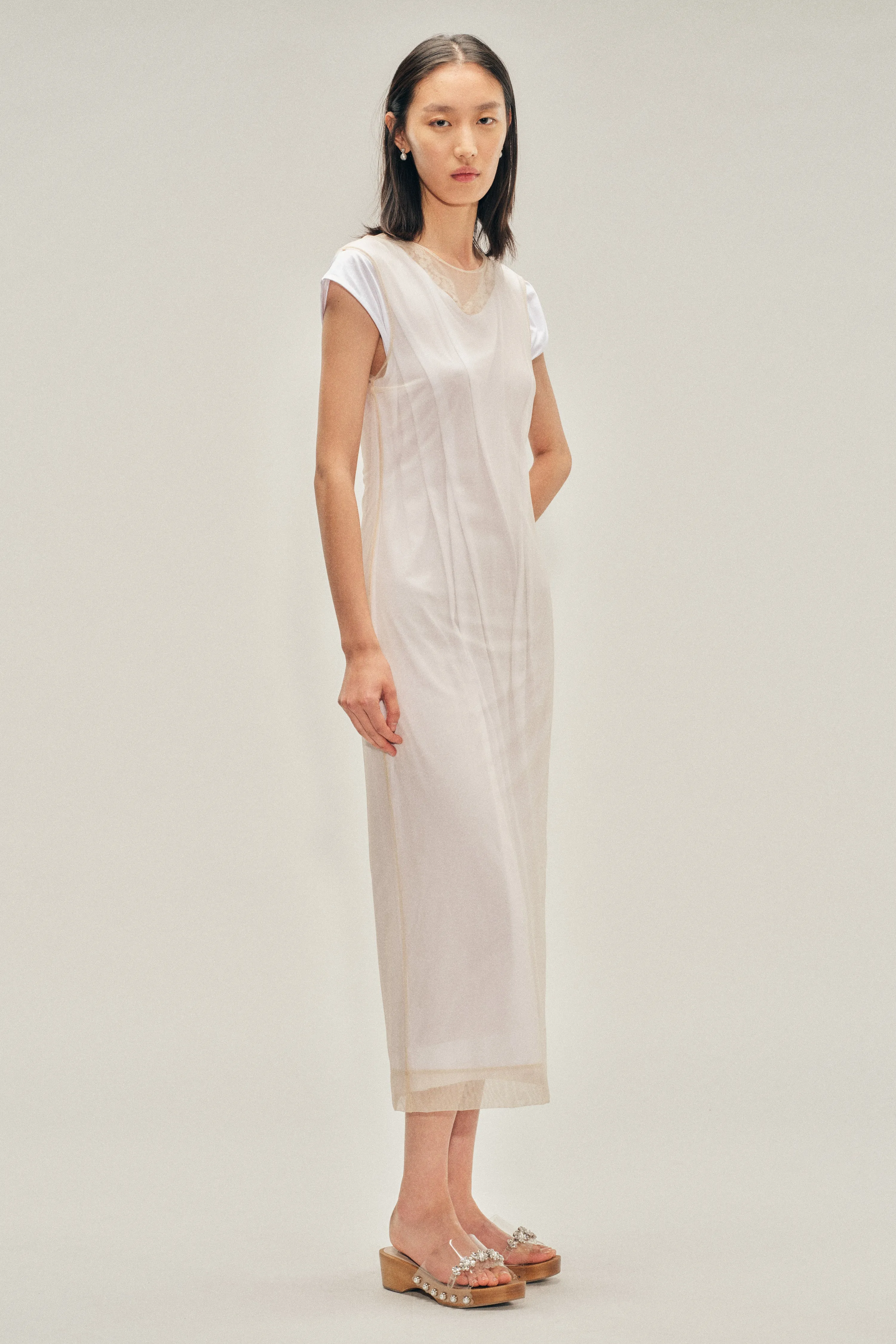 Layered Liquid Cap Sleeve Lace Trim Dress sold by Simone Rocha product image thumbnail 2