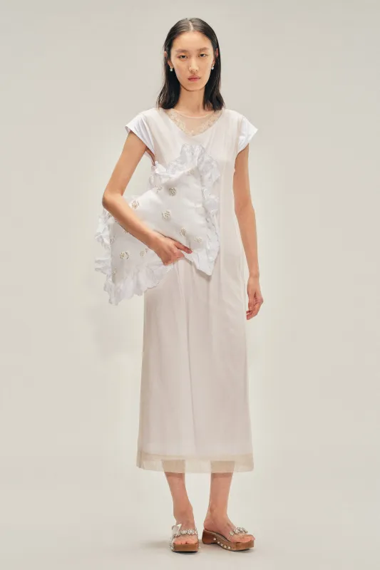 Layered Liquid Cap Sleeve Lace Trim Dress made by Simone Rocha