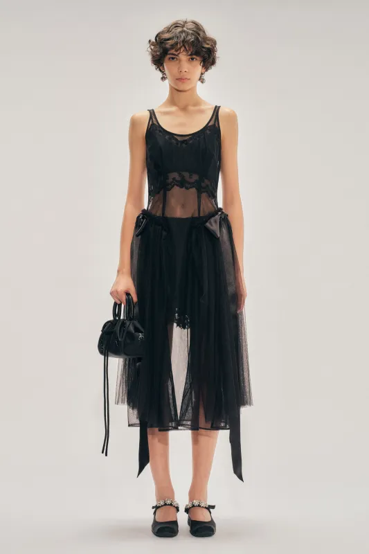 Sheer Sculpted Bow Sash Hip Detail Dress made by Simone Rocha