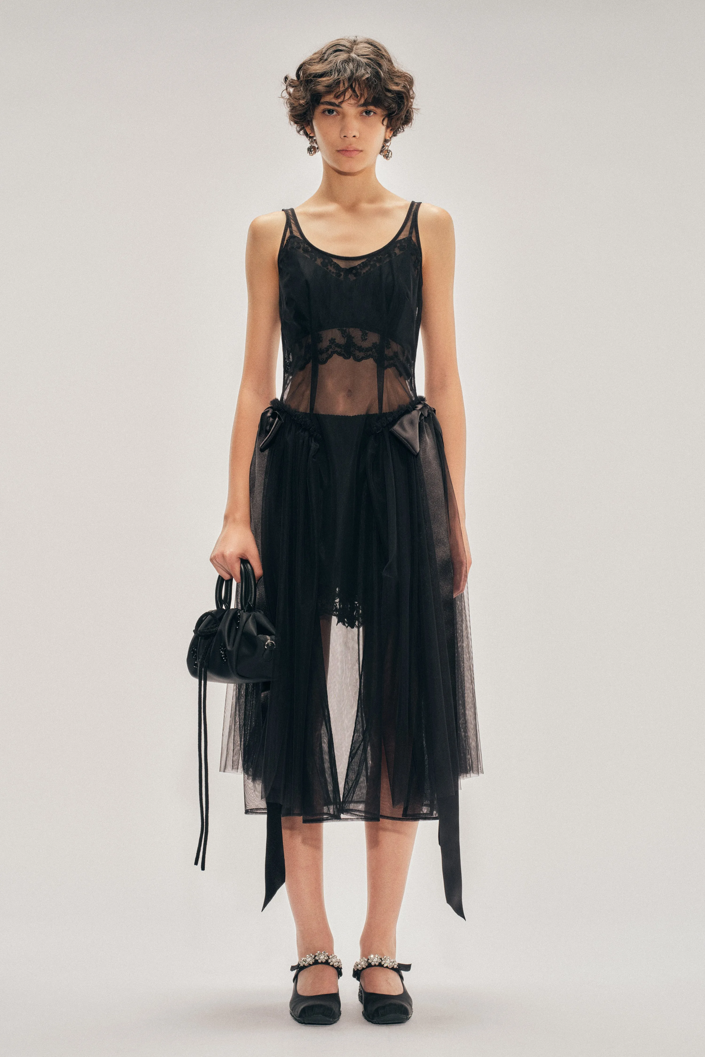 Sheer Sculpted Bow Sash Hip Detail Dress sold by Simone Rocha