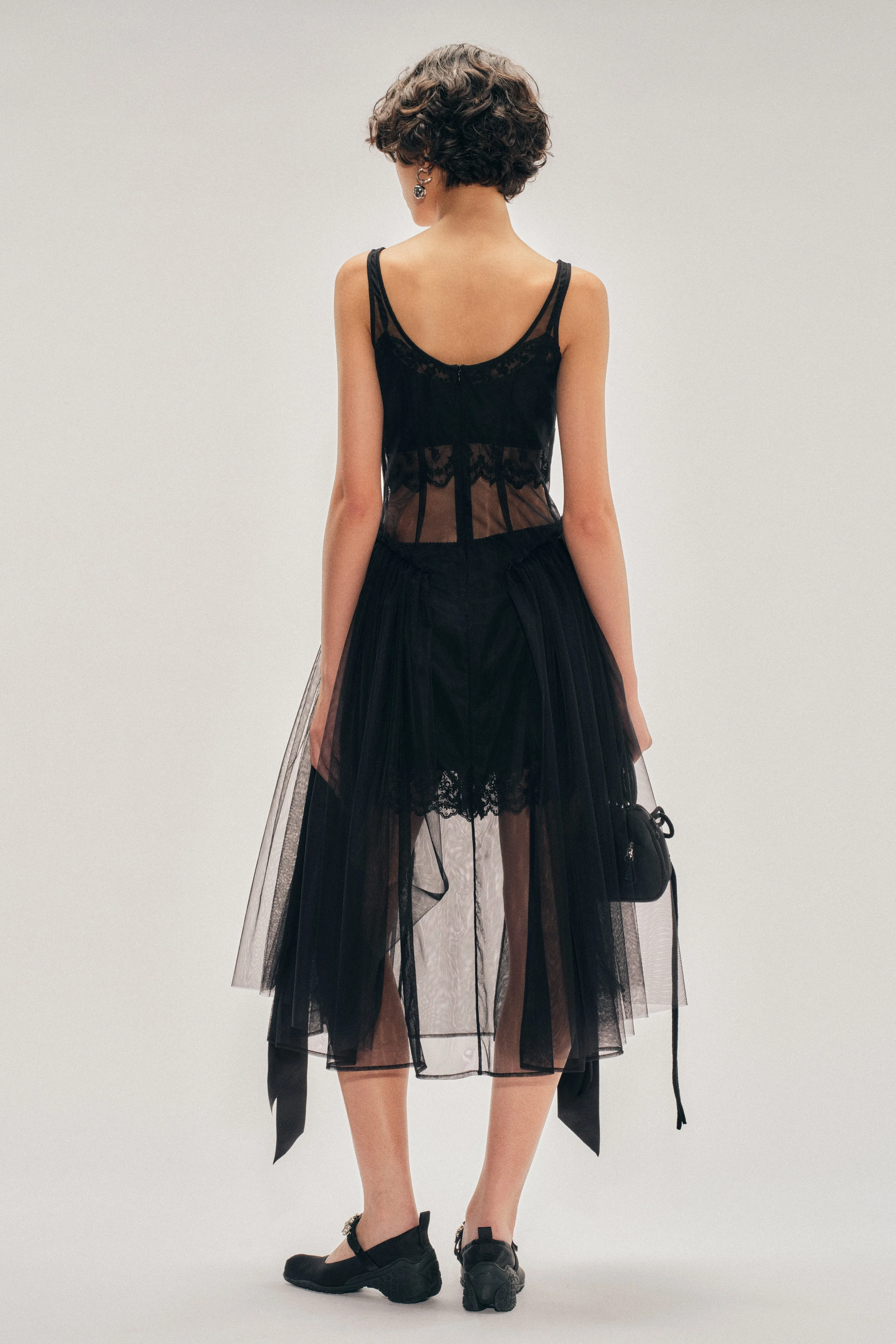Sheer Sculpted Bow Sash Hip Detail Dress sold by Simone Rocha product image thumbnail 3