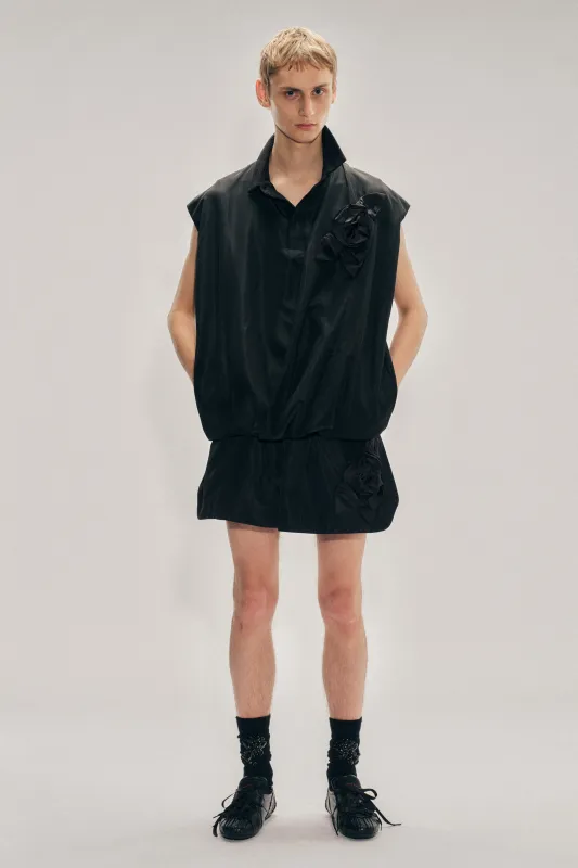 Draped Bubble Hem Pressed Rosette Top made by Simone Rocha