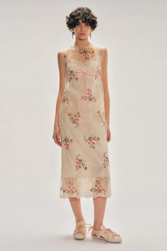 Sheer Frayed Contour Dart Dress made by Simone Rocha