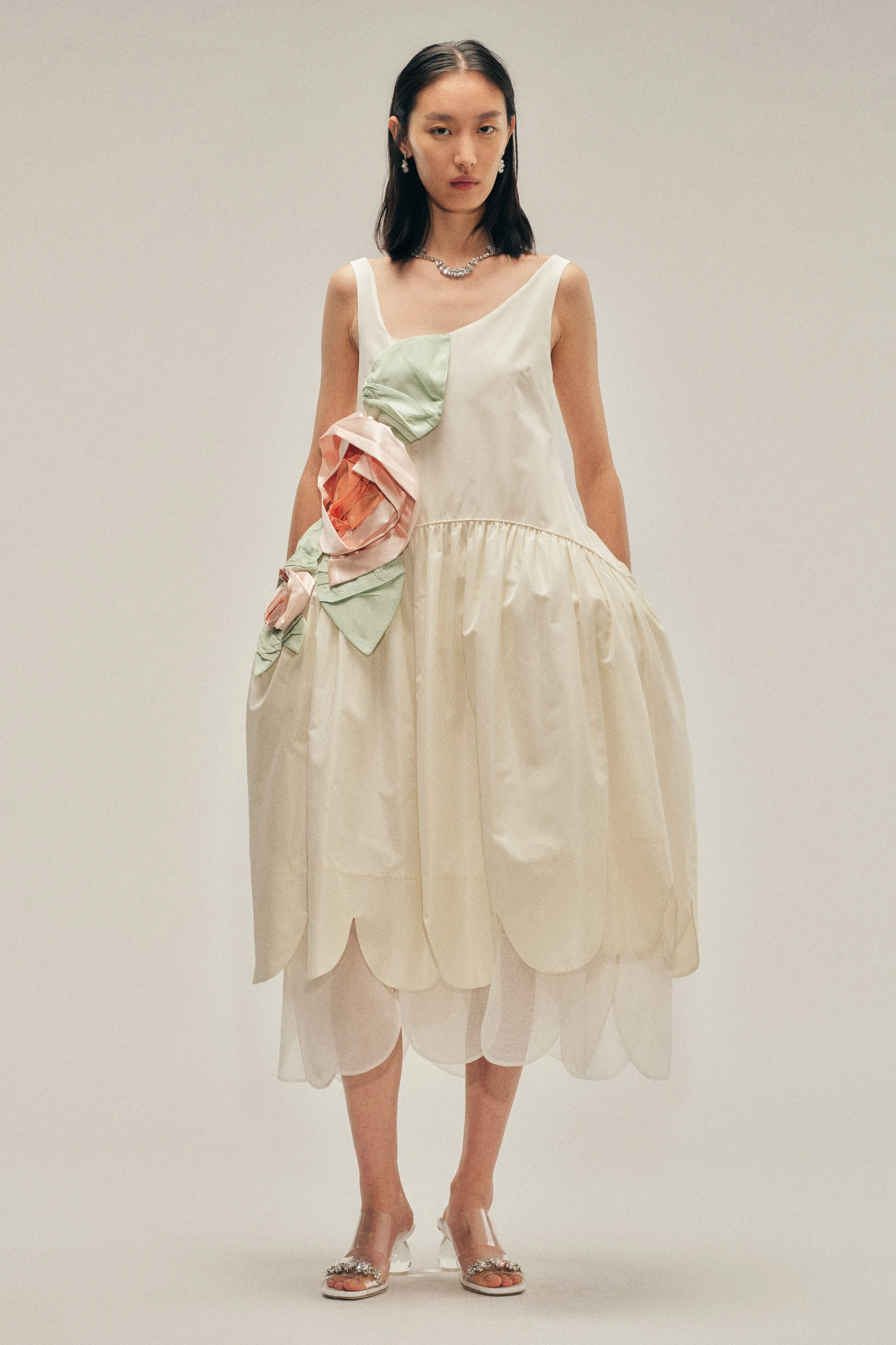Pressed Rosette Tilted Neck Petal Hem Dress sold by Simone Rocha