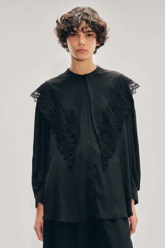 Pointed Collar Lace Trim Shirt made by Simone Rocha