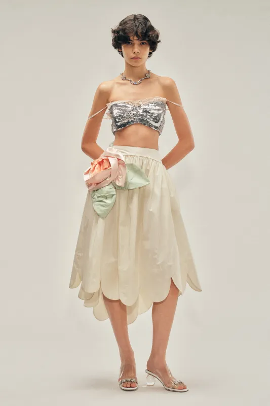 Pressed Rosette Petal Hem Basque Skirt made by Simone Rocha