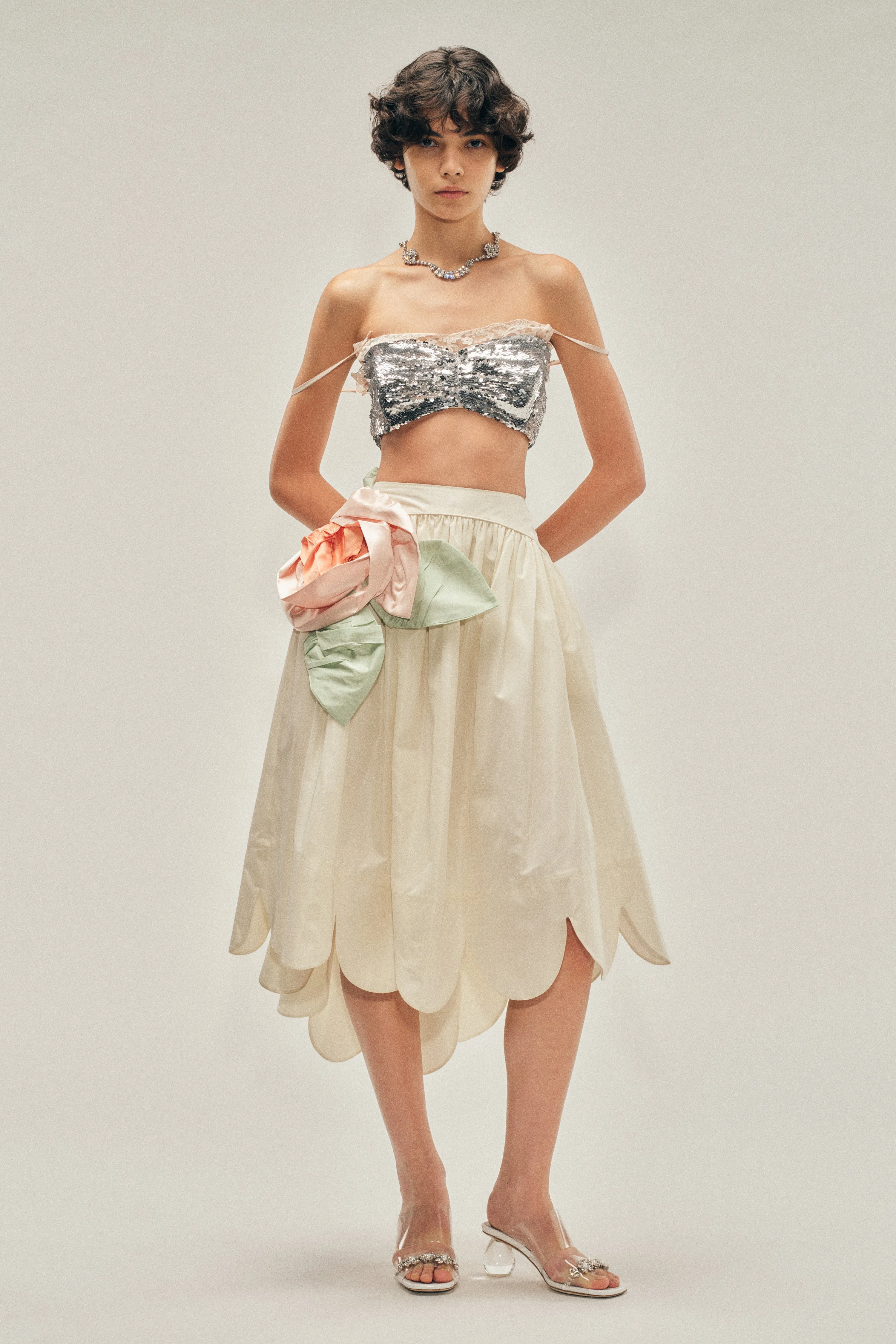 Pressed Rosette Petal Hem Basque Skirt sold by Simone Rocha