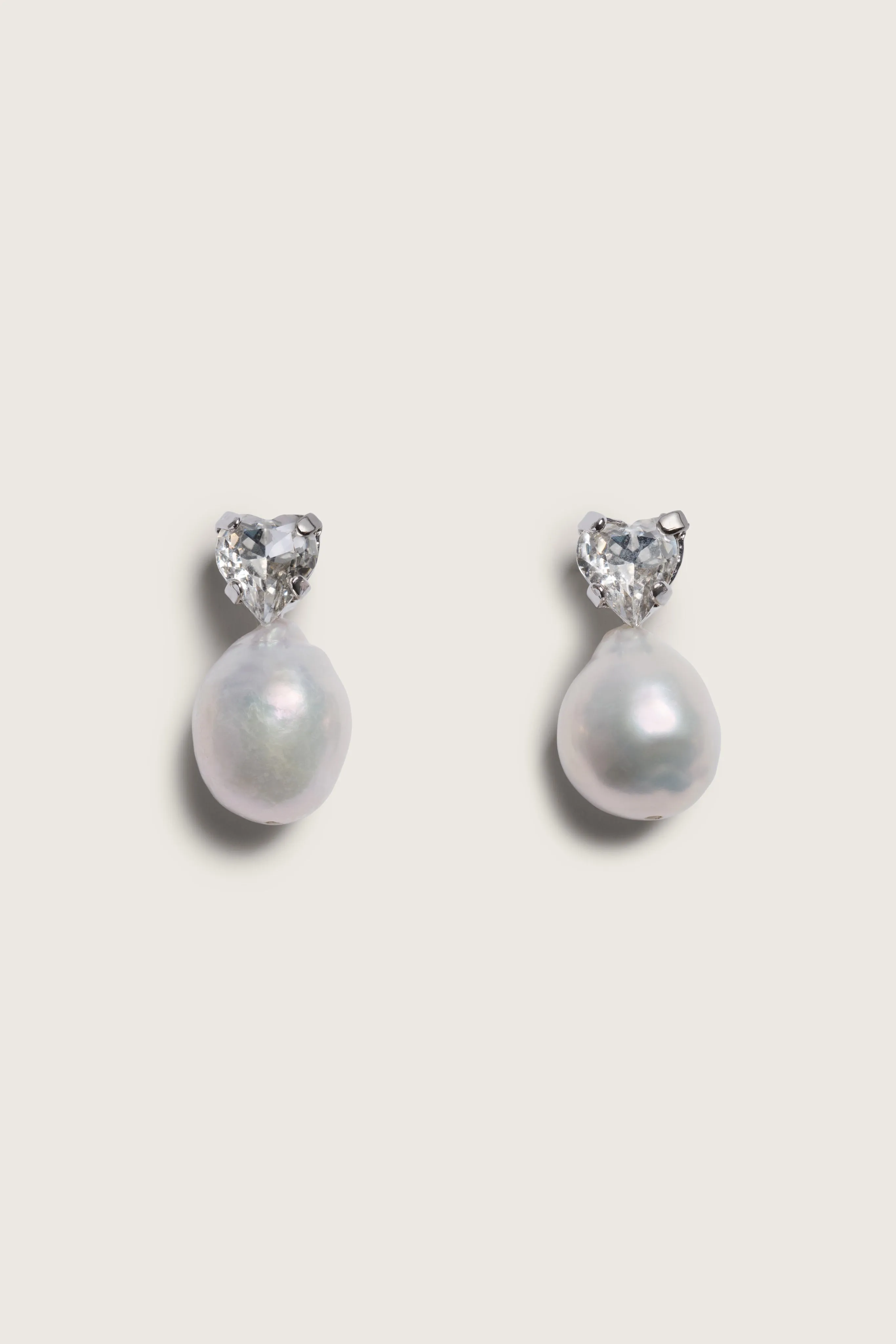 Pearl Heart Crystal Stud Earrings sold by Simone Rocha