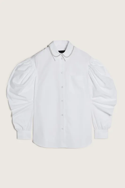 Beaded Draped Sleeve Masculine Shirt sold by Simone Rocha