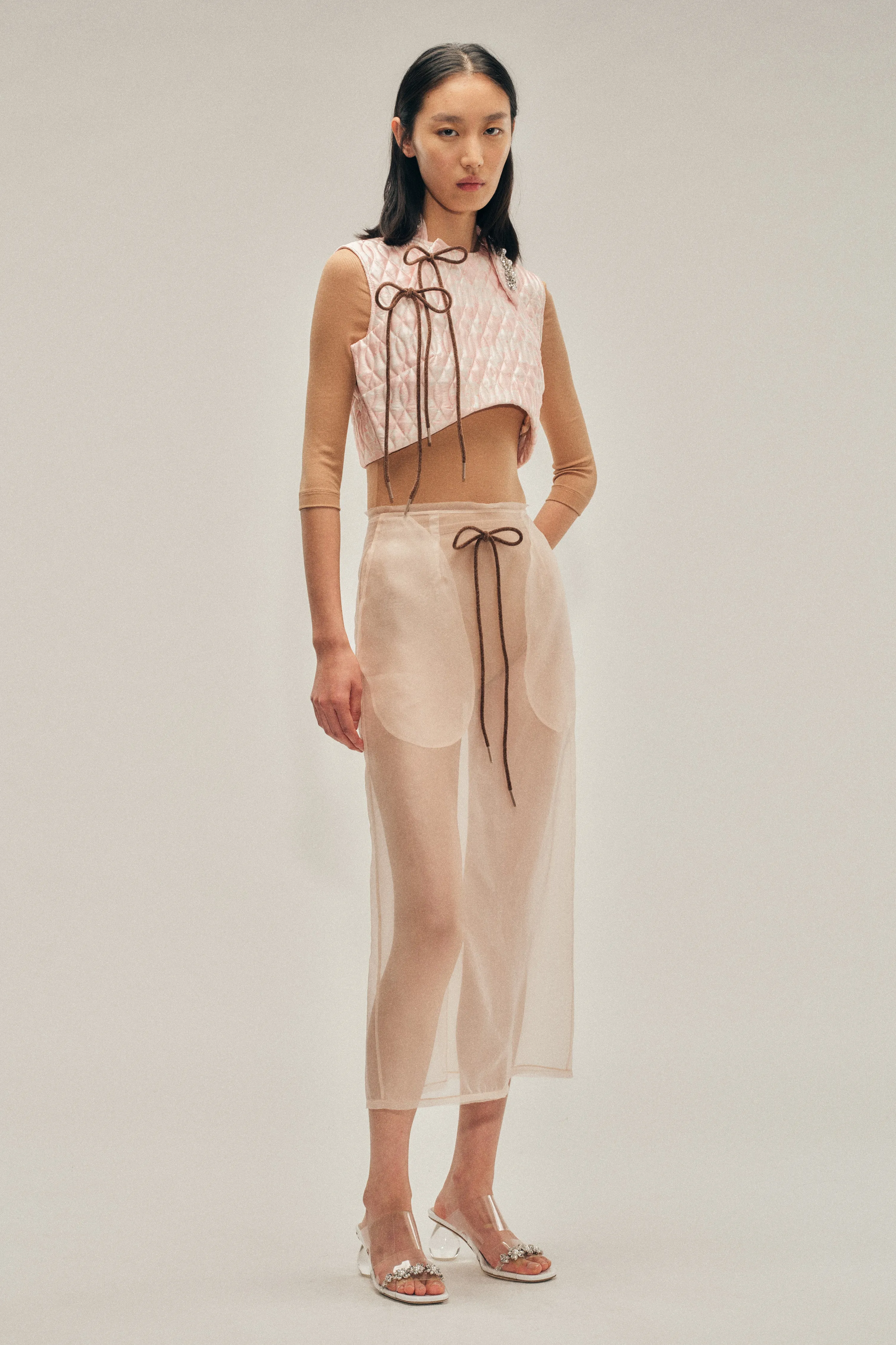 Sheer Frayed Column Pencil Skirt sold by Simone Rocha