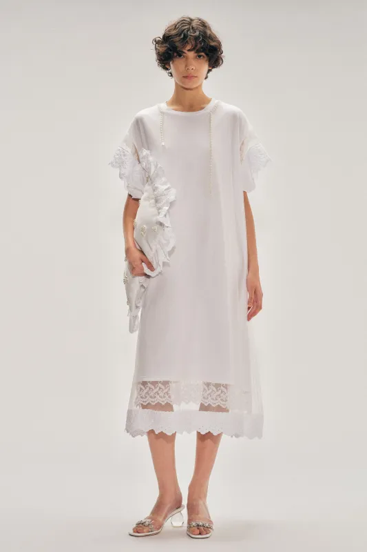 Beaded Layered Liquid Lace Trim Smock Dress made by Simone Rocha
