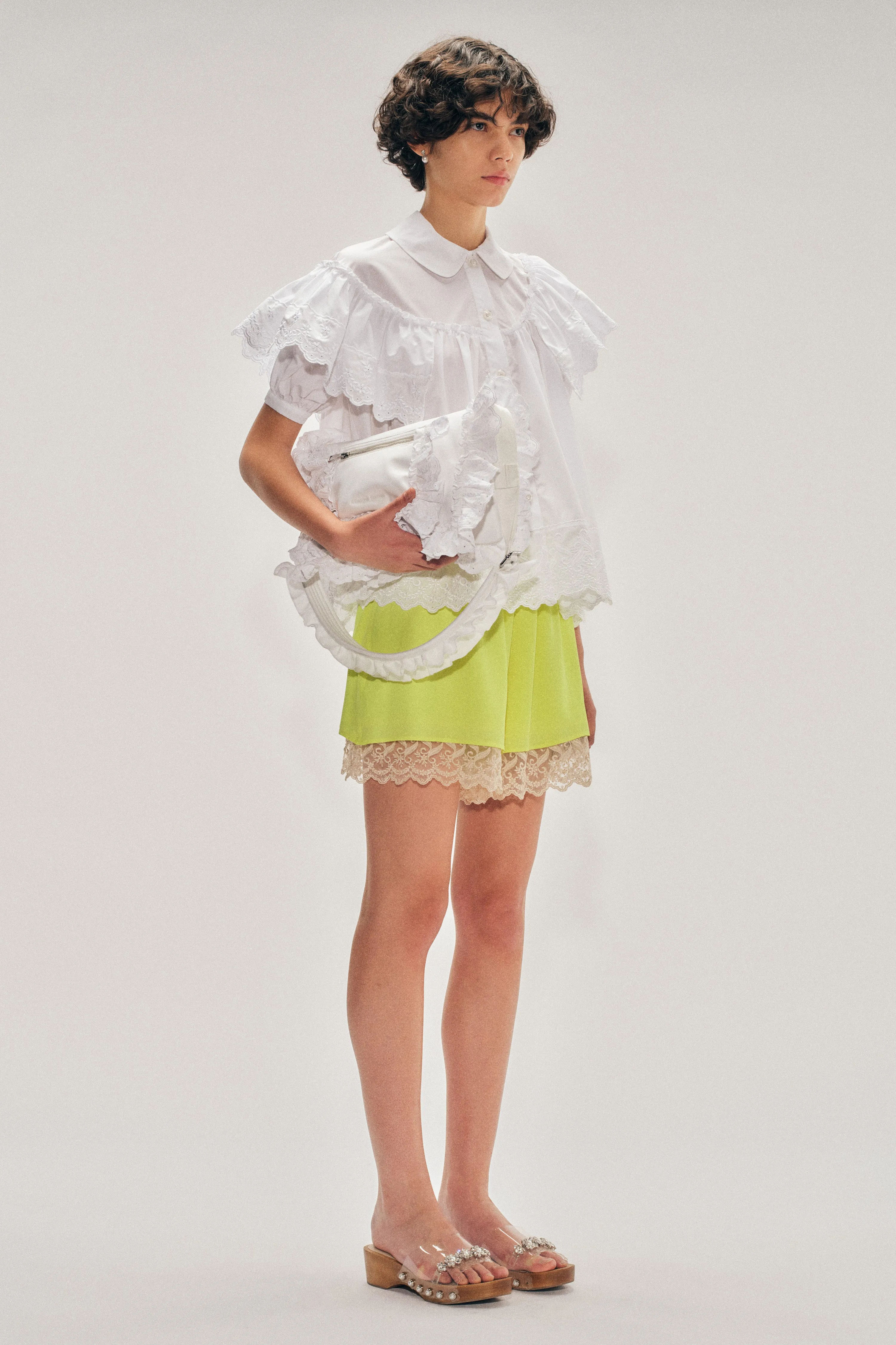 Cropped Puff Sleeve Ruffle Frill Trim Shirt sold by Simone Rocha product image thumbnail 3