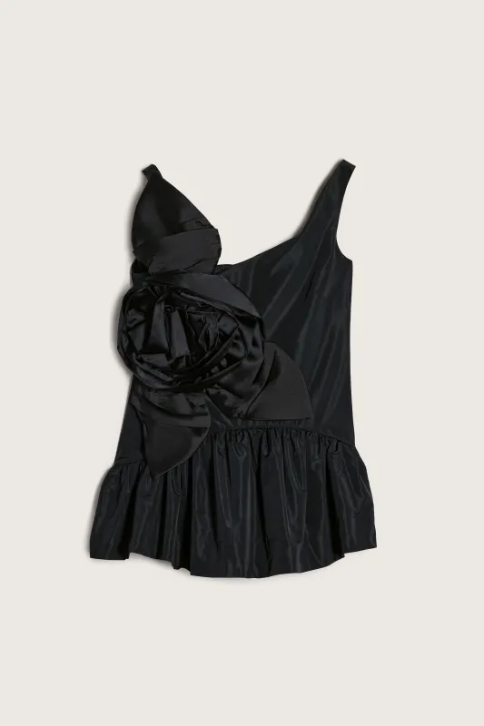 Pressed Rosette Tilted Neck Peplum Top made by Simone Rocha