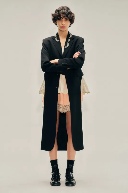 Embellished Extended Hip Cutaway Tailcoat made by Simone Rocha
