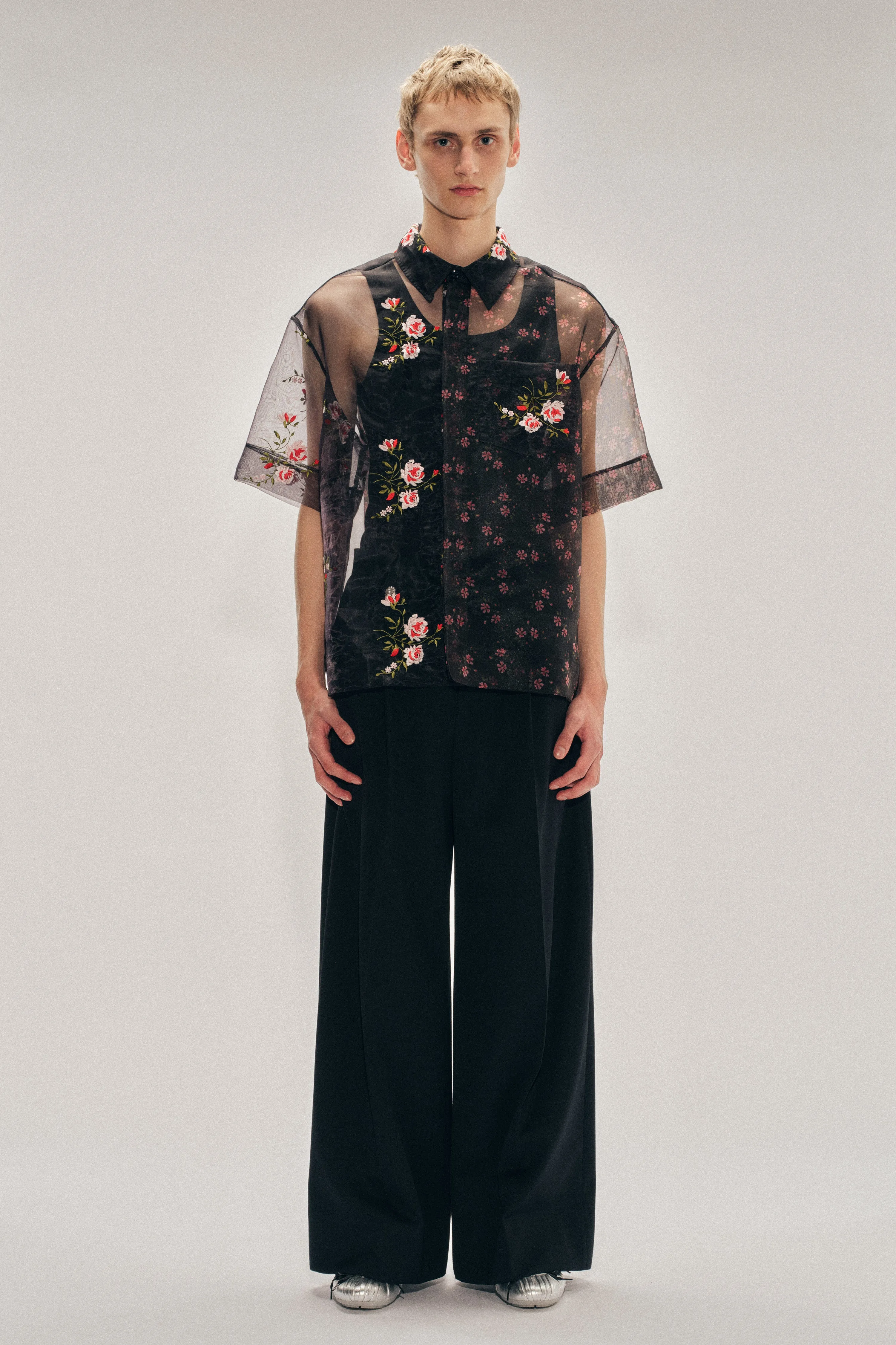 Sheer Patchwork Boxy Shirt sold by Simone Rocha