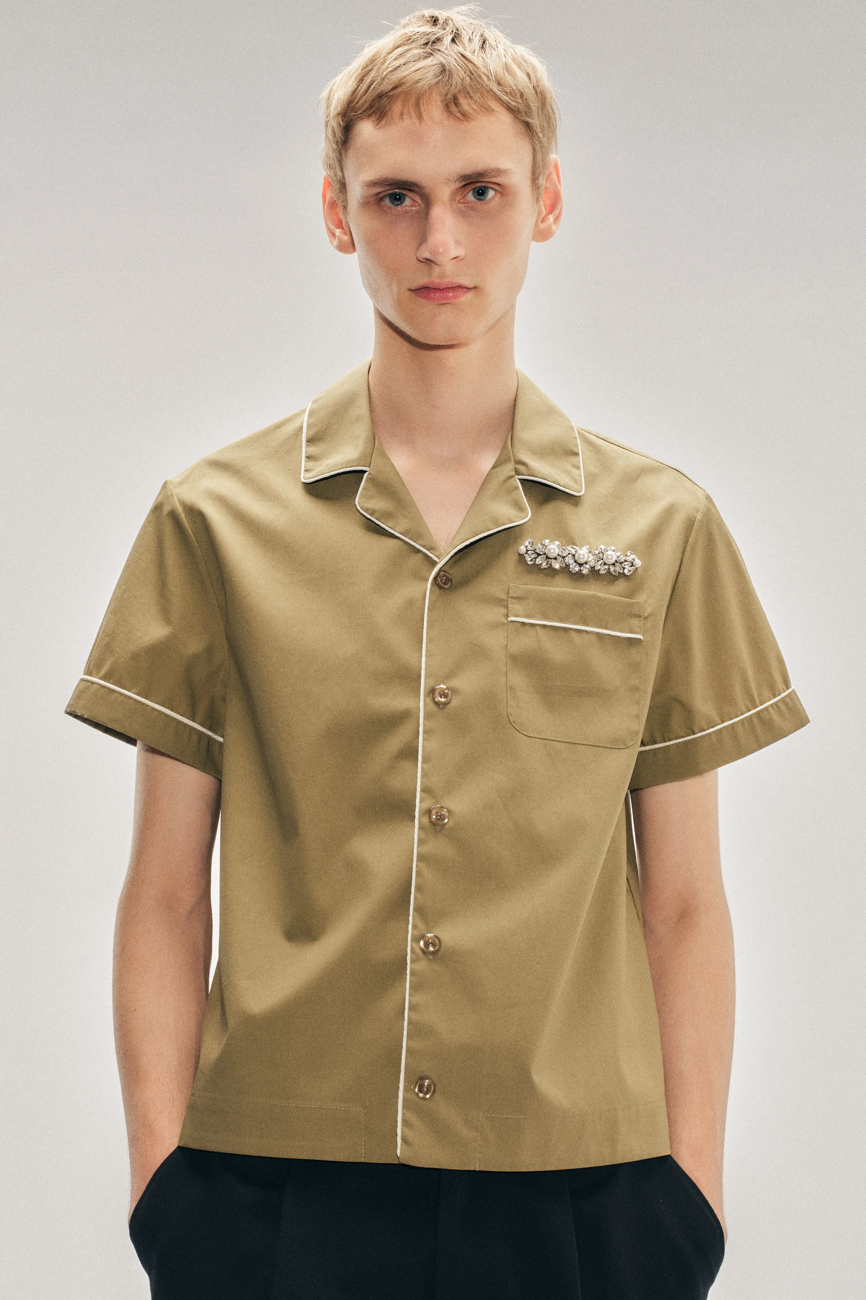 Embellished Fitted Piped Shirt sold by Simone Rocha