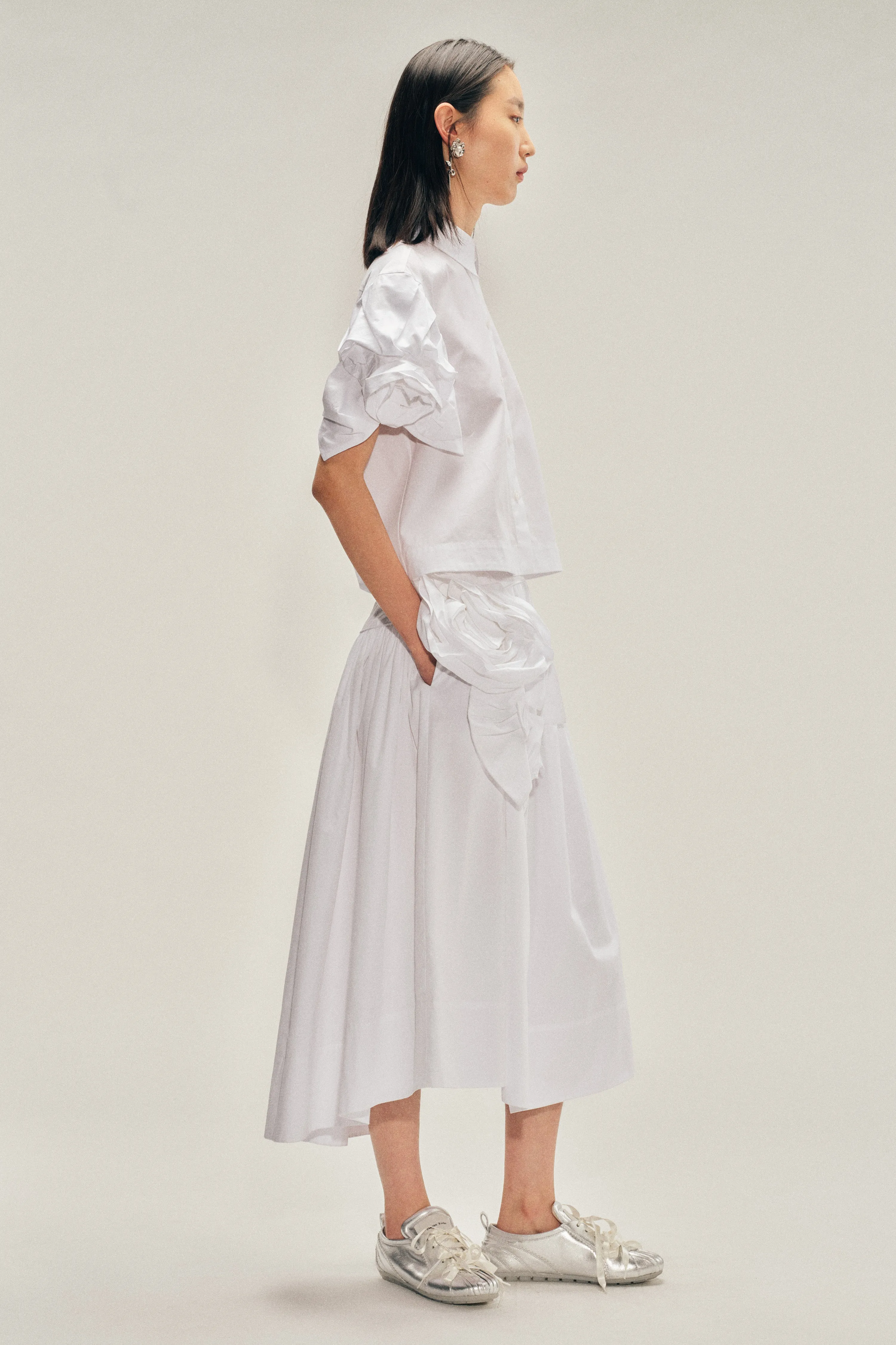 Cropped Rose Puff Sleeve Shirt sold by Simone Rocha product image thumbnail 3
