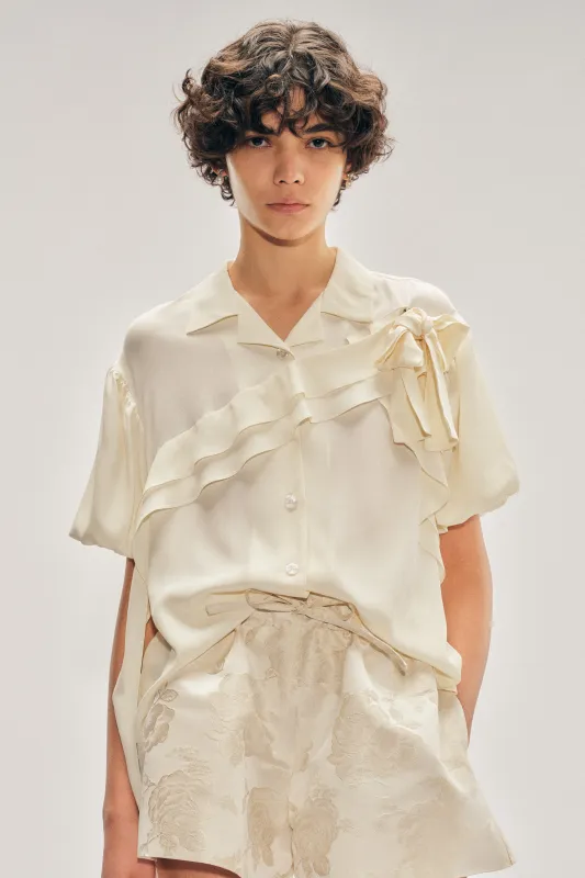 Cropped Puff Sleeve Bow Sash Shirt made by Simone Rocha