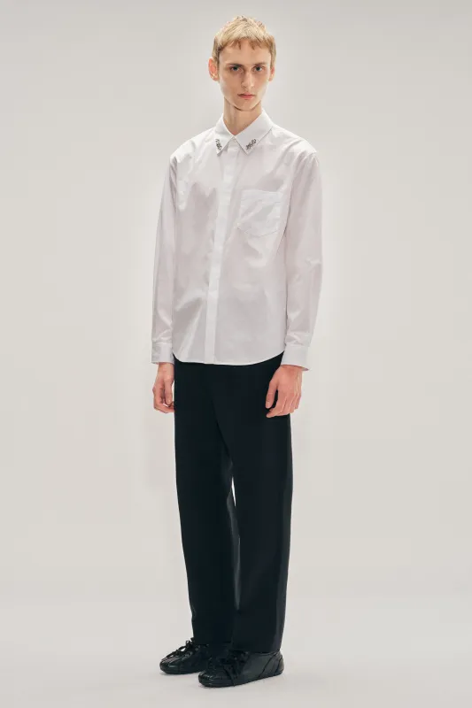 Embellished Classic Concealed Button Shirt made by Simone Rocha