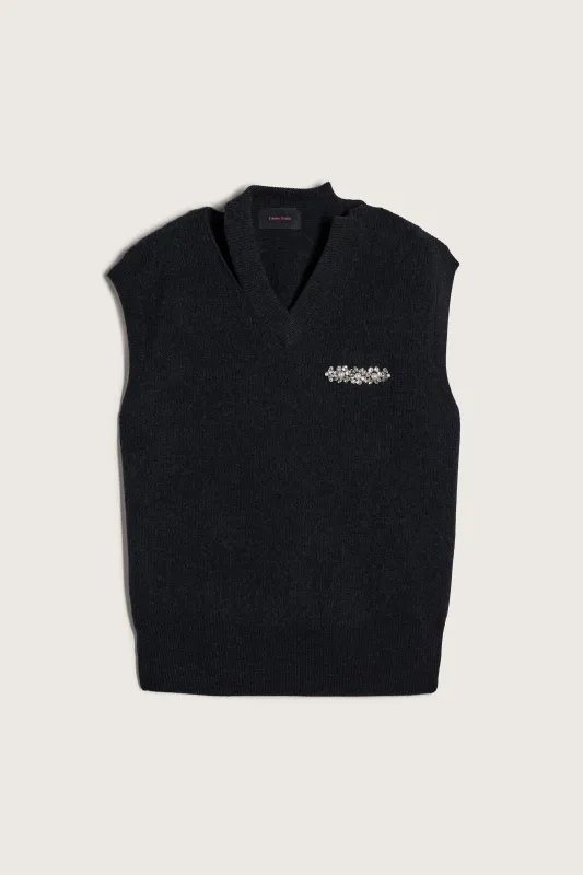 Embellished Merino Seam Bite Vest sold by Simone Rocha