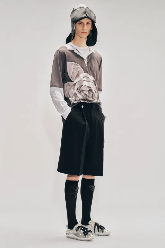 Tailored Wide Leg Belt Loop Tab Shorts made by Simone Rocha