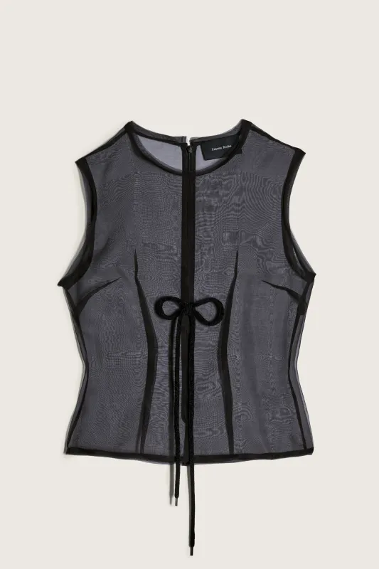 Sheer Frayed Contour Dart Top made by Simone Rocha