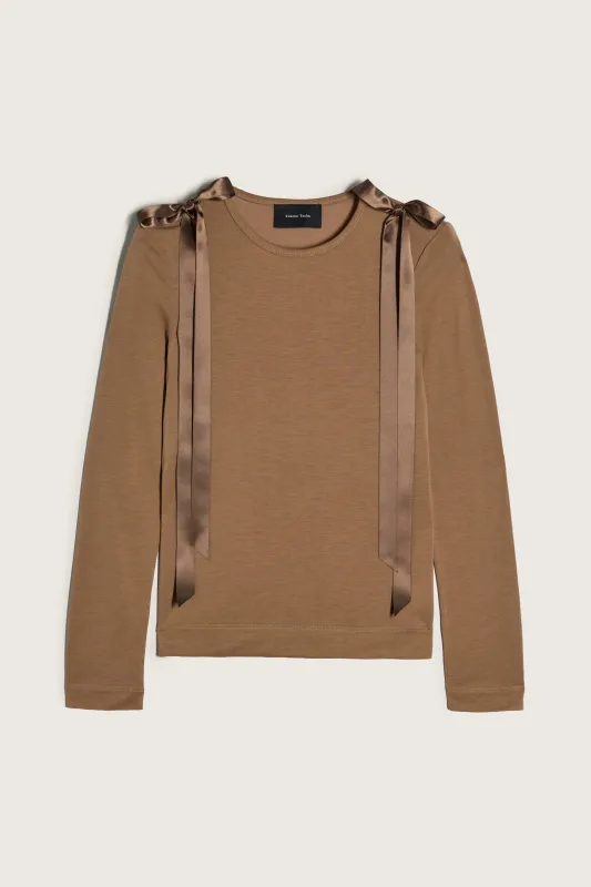 Bow Ribbon Tail Long Sleeve T-Shirt made by Simone Rocha